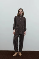 KAHVE PİLİ DETAYLI MODAL PANTOLON