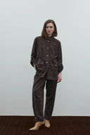 KAHVE PİLİ DETAYLI MODAL PANTOLON