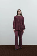 BORDO FERMUARLI İPEK CUPRO BLUZ