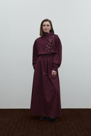 BORDO YAKA DETAYLI POPLİN ELBİSE