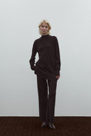 KAHVE BEL LASTİKLİ  RAYON TRİKO PANTOLON