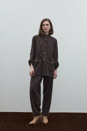 KAHVE PİLİ DETAYLI MODAL PANTOLON