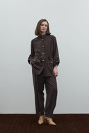 KAHVE PİLİ DETAYLI MODAL PANTOLON