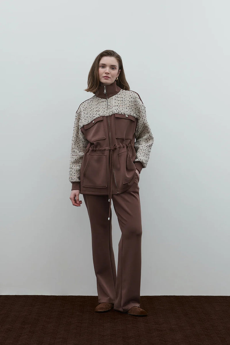 KAHVE KLASİK ÖRME MODAL PANTOLON - Clande