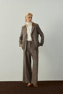 KAHVE KEMERLİ VİSKON EKOSE PANTOLON