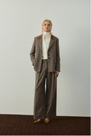 KAHVE KEMERLİ VİSKON EKOSE PANTOLON