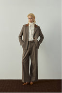 KAHVE KEMERLİ VİSKON EKOSE PANTOLON