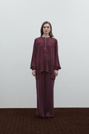 BORDO FERMUARLI İPEK CUPRO BLUZ