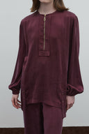 BORDO FERMUARLI İPEK CUPRO BLUZ