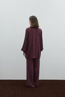 BORDO FERMUARLI İPEK CUPRO BLUZ