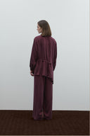 BORDO ASİMETRİK İPEK CUPRO BLUZ