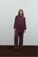 BORDO ASİMETRİK İPEK CUPRO BLUZ