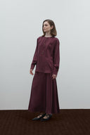 BORDO BRİT DÜĞMELİ İPEK CUPRO BLUZ