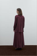 BORDO BRİT DÜĞMELİ İPEK CUPRO BLUZ