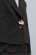 KAHVE SİMLİ CROP CEKET