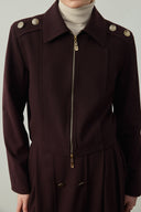 BORDO DÜĞME DETAYLI CROP CEKET