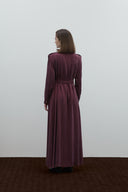 BORDO APOLETLİ İPEK CUPRO ELBİSE