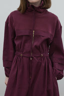 BORDO ALLER DETAYLI MODAL ELBİSE