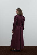 BORDO KEMERLİ POPLİN ELBİSE
