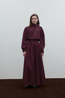 BORDO YAKA DETAYLI POPLİN ELBİSE