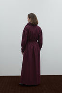 BORDO YAKA DETAYLI POPLİN ELBİSE