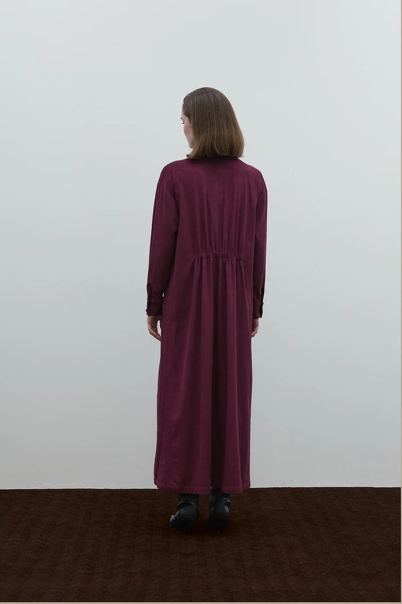 BORDO SÜET GÖMLEK ELBİSE - Clande