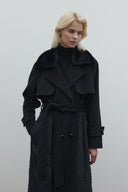 SİYAH KÜRK DETAYLI KAŞE KABAN