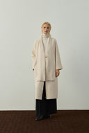 EKRU ATKI DETAYLI TRİKO UZUN HIRKA