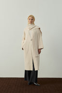 EKRU ATKI DETAYLI TRİKO UZUN HIRKA