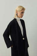 SİYAH ATKI DETAYLI TRİKO UZUN HIRKA