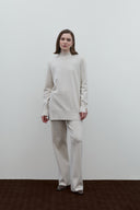 EKRU BEL LASTİKLİ TRİKO PANTOLON