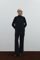 SİYAH BEL LASTİKLİ  RAYON TRİKO PANTOLON