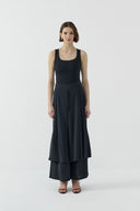 SİYAH ÇİFT KAT BOL MODAL PANTOLON - Clande