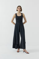 SİYAH ÇİFT KAT BOL MODAL PANTOLON - Clande