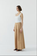 CAMEL GENİŞ PAÇA PİLELİ PANTOLON - Clande