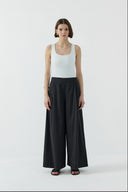 SİYAH GENİŞ PAÇA PİLELİ PANTOLON - Clande