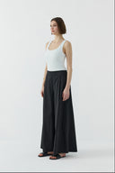 SİYAH GENİŞ PAÇA PİLELİ PANTOLON - Clande