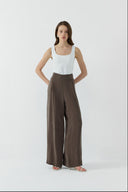 KAHVE İPEK CUPRO PALAZZO PANTOLON - Clande
