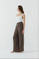 KAHVE İPEK CUPRO PALAZZO PANTOLON - Clande