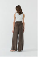 KAHVE İPEK CUPRO PALAZZO PANTOLON - Clande