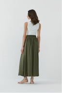 HAKİ İPEK CUPRO KATMANLI ETEK - Clande