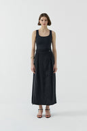 SİYAH İPEK CUPRO KATMANLI ETEK - Clande