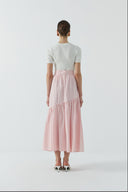 PEMBE PİLELİ PAMUKLU ETEK - Clande