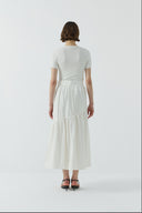 EKRU PİLELİ PAMUKLU ETEK - Clande