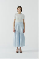 MAVİ PİLELİ PAMUKLU ETEK - Clande