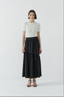 SİYAH PİLELİ PAMUKLU ETEK - Clande