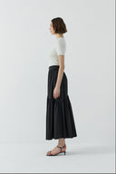 SİYAH PİLELİ PAMUKLU ETEK - Clande