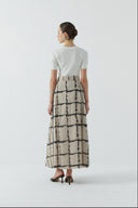 BEJ DESENLİ PİLELİ ETEK - Clande