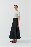 SİYAH PAMUK BRODE ETEK - Clande