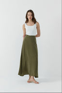 HAKİ İPEK CUPRO GENİŞ ETEK - Clande